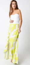 Hildee Floral Cascading Slit Maxi Skirt - Lime