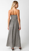 Aaliyah Strapless Linen Maxi Dress - Taupe/Black