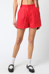 Carrie Linen High Waist Dressy Shorts - Red