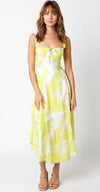 Hilary Tropical Print Milkmaid Midi Dress.