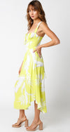 Hilary Tropical Print Milkmaid Midi Dress.