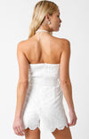 Inaya Strapless Belted Eyelet Romper - White