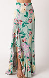 Hildee Floral Cascading Ruffle Maxi Skirt - Sage Floral