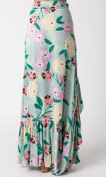 Hildee Floral Cascading Ruffle Maxi Skirt - Sage Floral