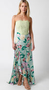 Hildee Floral Cascading Ruffle Maxi Skirt - Sage Floral