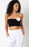 Lea Rosette Strapless Crop Top