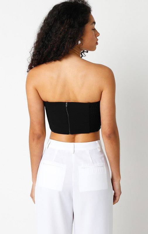 Lea Rosette Strapless Crop Top