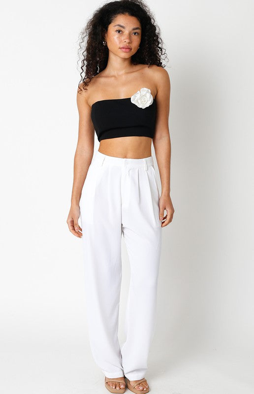 Lea Rosette Strapless Crop Top