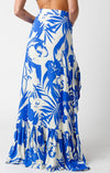 Hildee Floral Cascading Slit Maxi Skirt - Blue