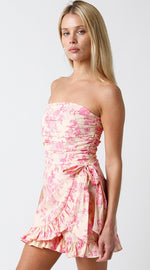 Liliana Strapless Floral Ruffle Romper - Pink Floral