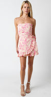 Liliana Strapless Floral Ruffle Romper - Pink Floral