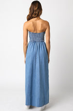 Aaliyah Strapless Denim Maxi Dress - Blue Denim