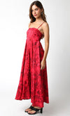 Shila Floral Square Neck Maxi Dress - Red Floral