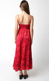 Shila Floral Square Neck Maxi Dress - Red Floral