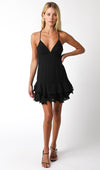 Kurstine Ruffle Hem Mini Dress - Black