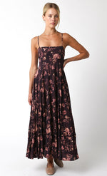 Shila Floral Square Neck Maxi Dress - Eggplant Floral