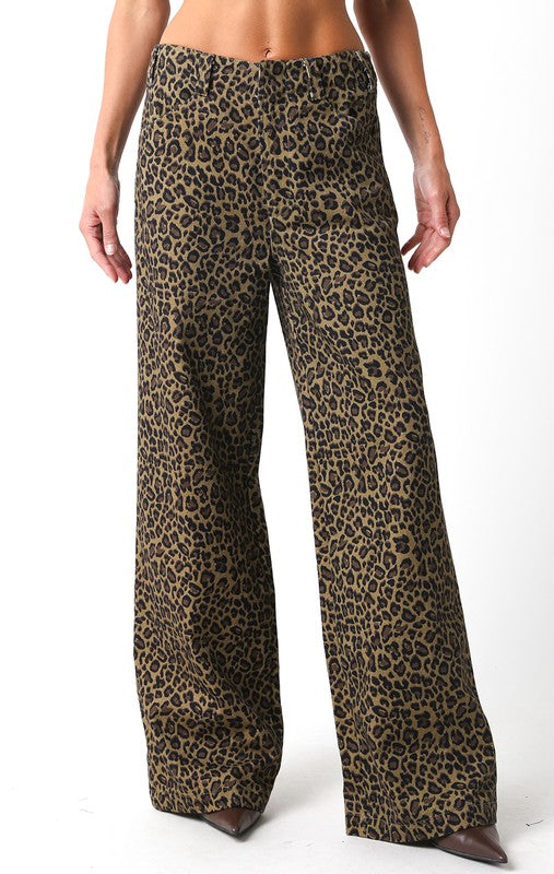 Leyla Leopard Print High Waisted Pants