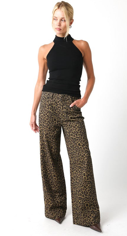 Leyla Leopard Print High Waisted Pants