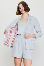 Melany Long Sleeve Blazer and Dress Short Set - Dove Grey