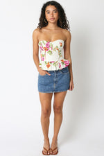 Maddy Floral Strapless Peplum Corset