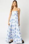 Shila Floral Square Neck Maxi Dress - Lt. Blue/White
