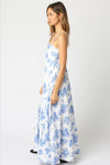 Shila Floral Square Neck Maxi Dress - Lt. Blue/White