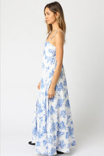 Shila Floral Square Neck Maxi Dress - Lt. Blue/White