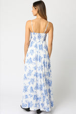 Shila Floral Square Neck Maxi Dress - Lt. Blue/White