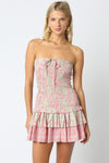Kurstine Strapless Floral Smocked Tiered Mini Dress