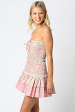 Kurstine Strapless Floral Smocked Tiered Mini Dress