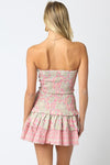 Kurstine Strapless Floral Smocked Tiered Mini Dress