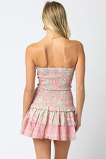 Kurstine Strapless Floral Smocked Tiered Mini Dress