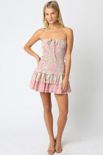 Kurstine Strapless Floral Smocked Tiered Mini Dress