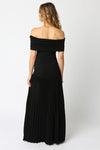 Laurel Off The Shoulder Drop Waist Pleated Hem Maxi Dress - Black