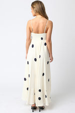 Shila Polka Dot Square Neck Maxi Dress - Cream/Black