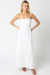 Aaliyah Strapless Linen Maxi Dress - White