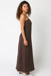 Aaliyah Strapless Linen Maxi Dress - Brown