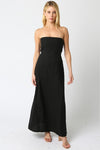 Aaliyah Strapless Linen Maxi Dress - Black