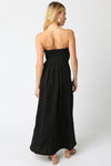 Aaliyah Strapless Linen Maxi Dress - Black