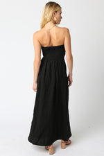 Aaliyah Strapless Linen Maxi Dress - Black