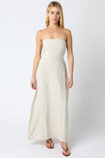 Aaliyah Strapless Linen Maxi Dress - Cream