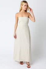 Aaliyah Strapless Linen Maxi Dress - Cream