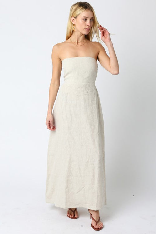 Aaliyah Strapless Linen Maxi Dress - Cream