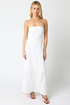 Aaliyah Strapless Linen Maxi Dress - White