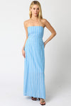 Aaliyah Strapless Stripe Maxi Dress - Blue/White