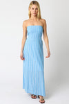 Aaliyah Strapless Stripe Maxi Dress - Blue/White