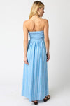 Aaliyah Strapless Stripe Maxi Dress - Blue/White