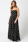 Shila Polka Dot Square Neck Maxi Dress - Black/Cream