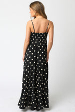 Shila Polka Dot Square Neck Maxi Dress - Black/Cream