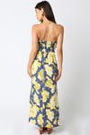 Aaliyah Strapless Floral Maxi Dress - Navy/Butter